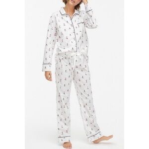J. Crew / Long-sleeve cotton poplin sleep pants in skier print